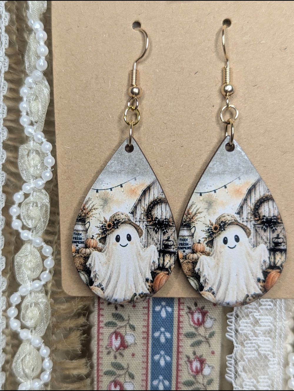 Farm Ghost Teardrop Earrings
